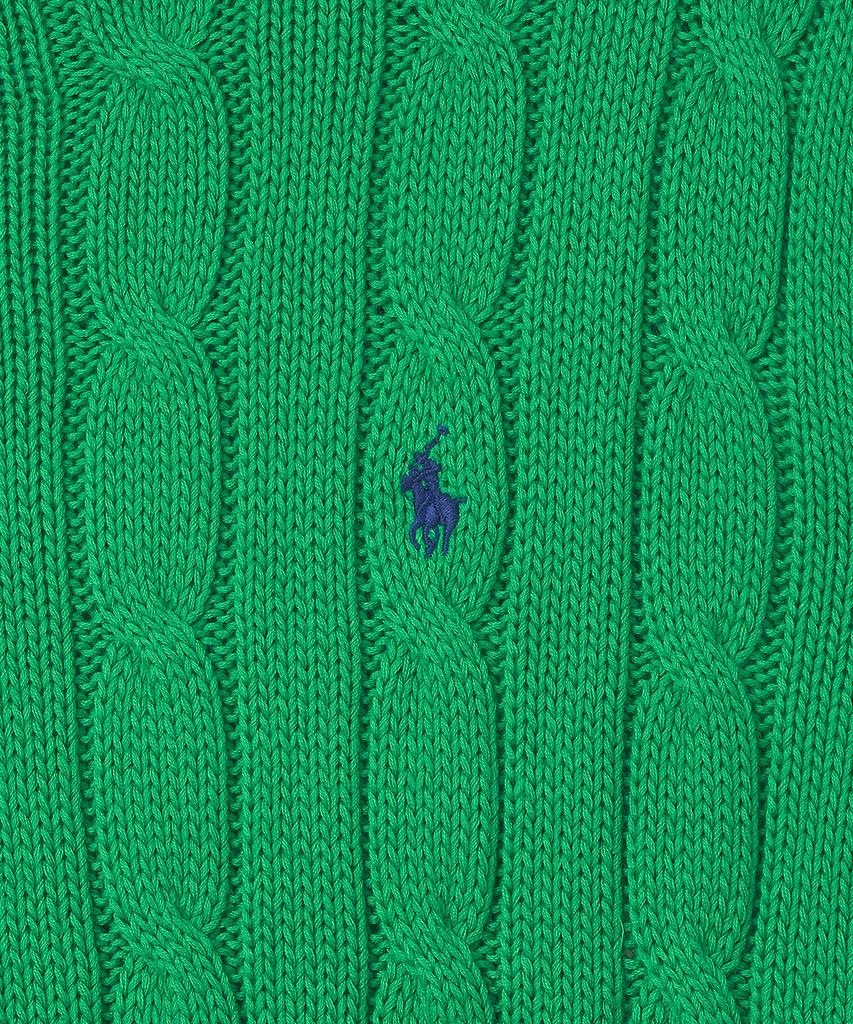 POLO RALPH LAUREN W Cable Knit Cotton Crewneck Sweater - Green