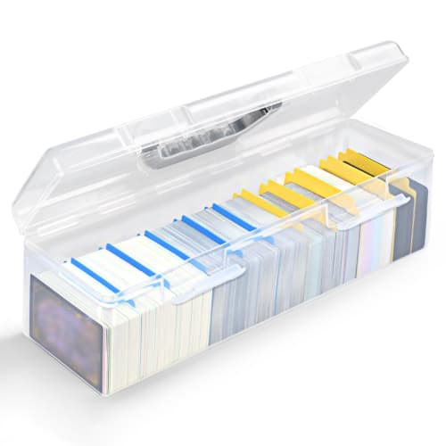 

Large Capacity Long Card Box with 10 Dividers, Holds Approximately 200 Trading Cards (Top Loader) or 1000 Trading Cards, Storage Case, Horizontal or V