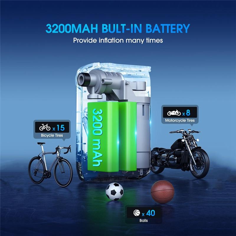 Electric Bicycle Tire Pump, Portable Mini Pump For Motorcycle Tire Inflator With Presta Schrader Valve For Basketball