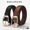Women's Versatile Long Leather Belt with Alloy Buckle - High-Grade Casual Waist Accessory In Black for Jeans