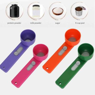 Yousheng Precision Powder Scoop with Slide Funnel Mess-Free Measuring Spoon for Protein Coffee Detergent BPA-Free Plastic Portion Control Tool