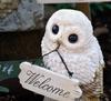 Kishima Owl Welcome 10cm Wide x 10cm Deep x Board, White, 16.5cm High, KH-61095
