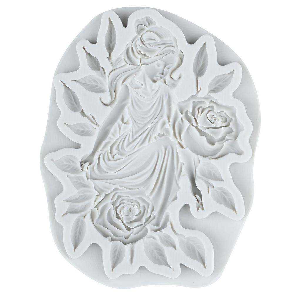 Rose Mädchen Silikonform Blume Fee Fondantformen Kuchen Dekorationswerkzeuge Cupcake Topper Süßigkeiten Zuckerhandwerk Gum Paste Polymer Clay