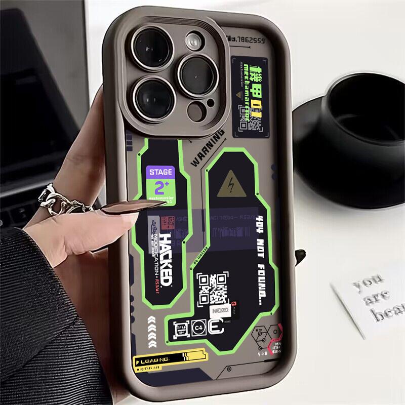 

Phone Case for iPhone 17 16e 16 15 14 13 12 11 Pro Max Mini XR XS X 7 8 Plus Hacker Creative Mecha Soft TPU Back Cover iPhone 13 mini