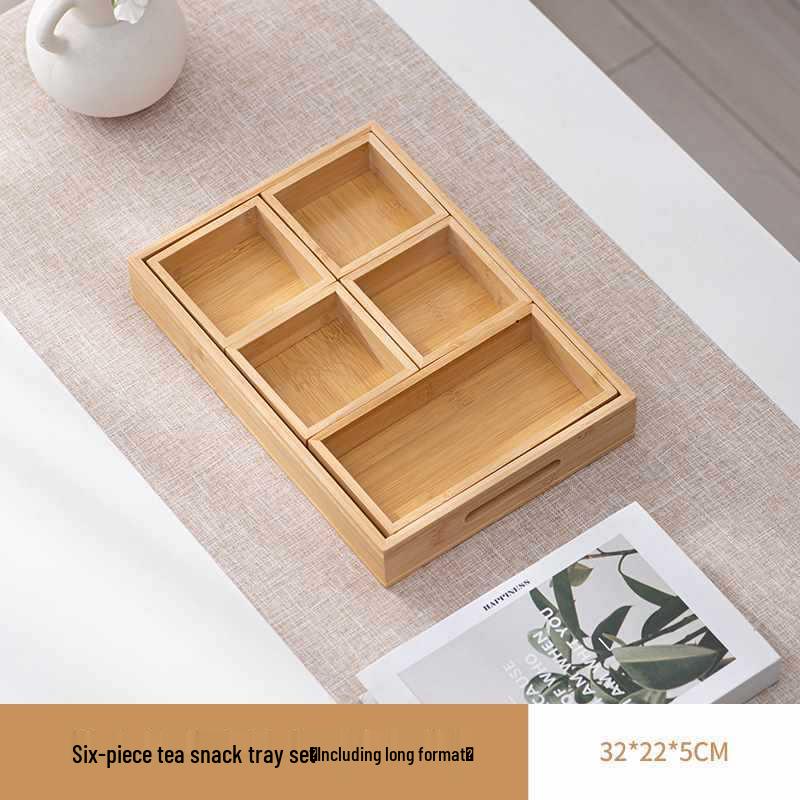 Wooden Multi-Compartment Tea Tray & Snack Plate