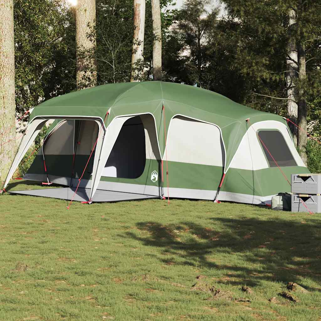 Family Tent with Porch 9 Person Capacity Green Waterproof