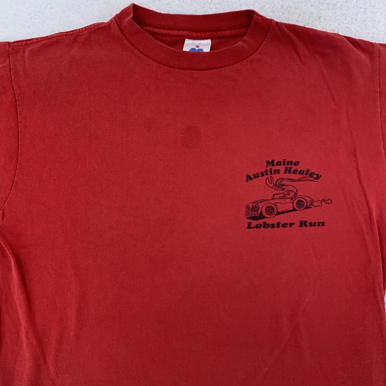 

Vintage Maine Austin Healey Shirt Mens M/L Red Lobster Run Car Graphic 90s USA 2XL