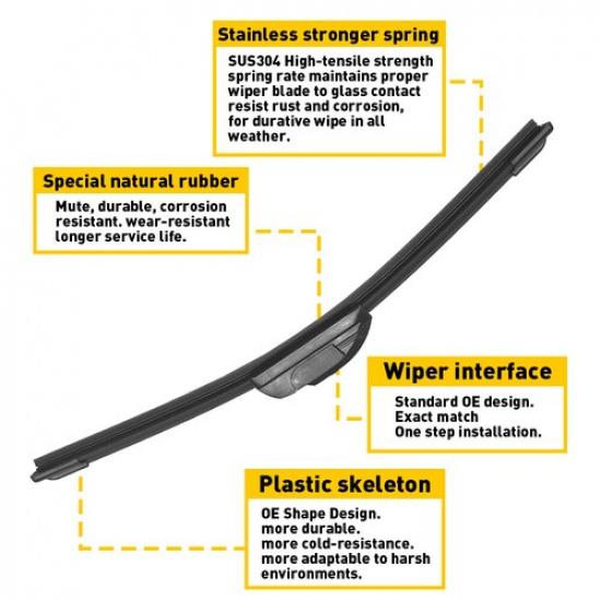 15" 15" 14" For JEEP Wrangler JK 2000- Windshield Blades Wiper Set Of 3