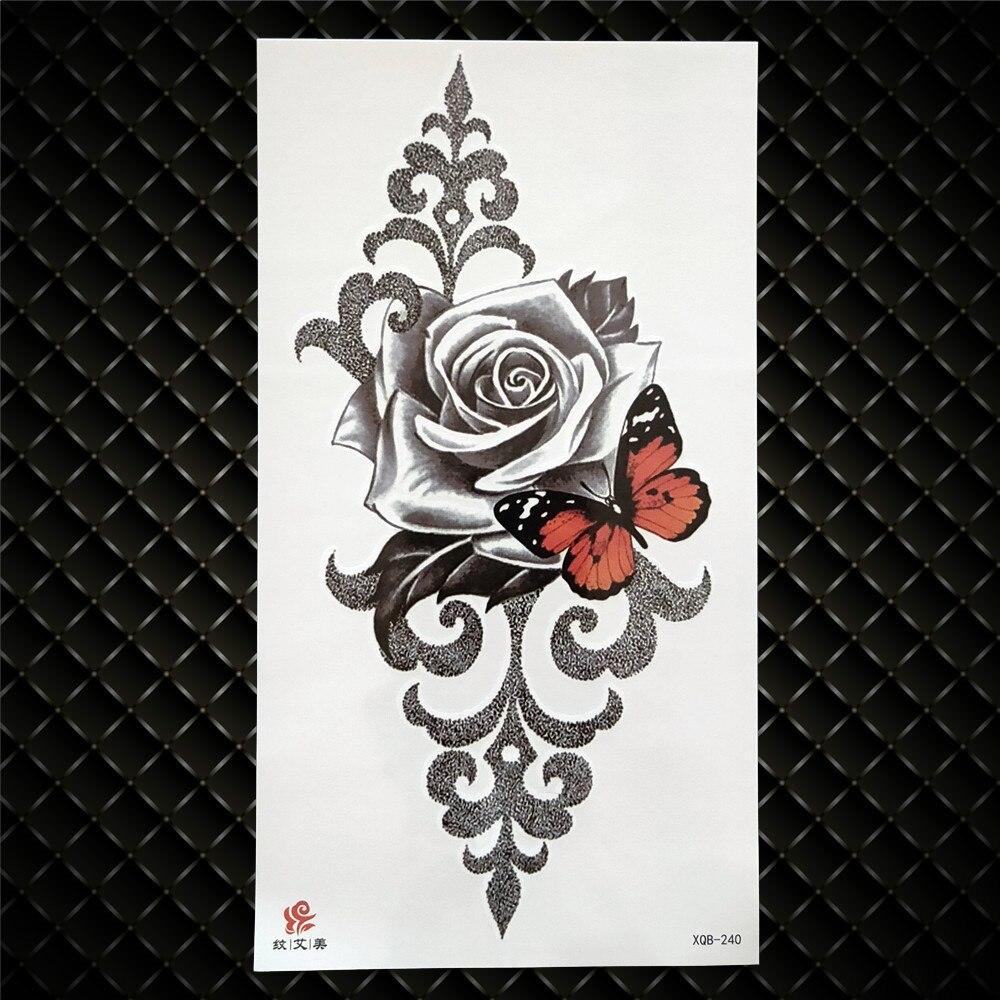 Daisy Flower Temporary Tattoo For Women Men Sexy Realistic Fake Tattoos Sticker Large Black Peony Blossom Waterproof Tatoos