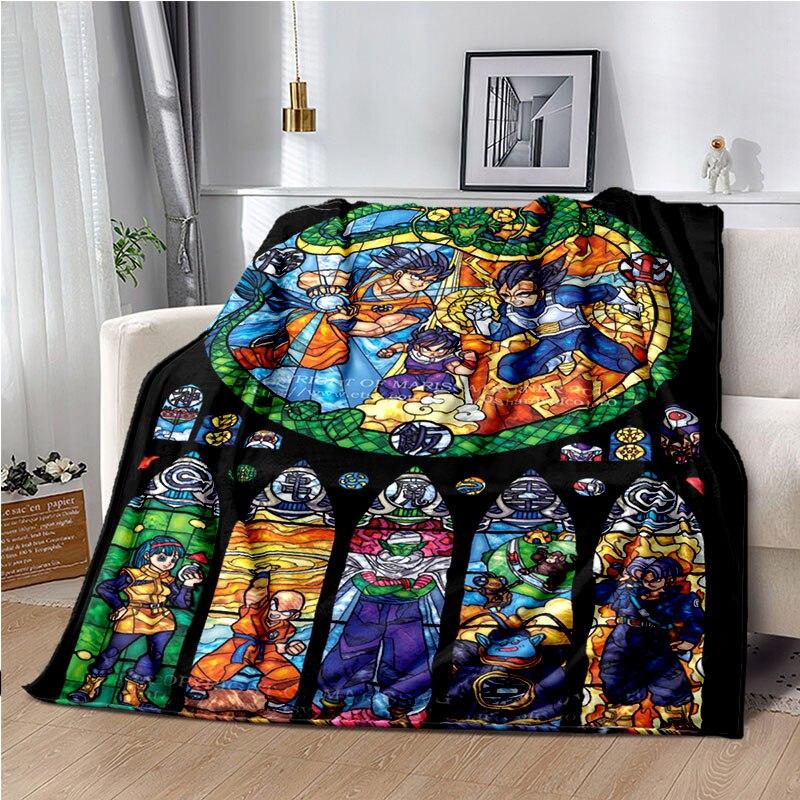 Japanese portable Dragon Cartoon Ball flannelette lightweight thin sheet sofa cover family office casual warm throw blanket.