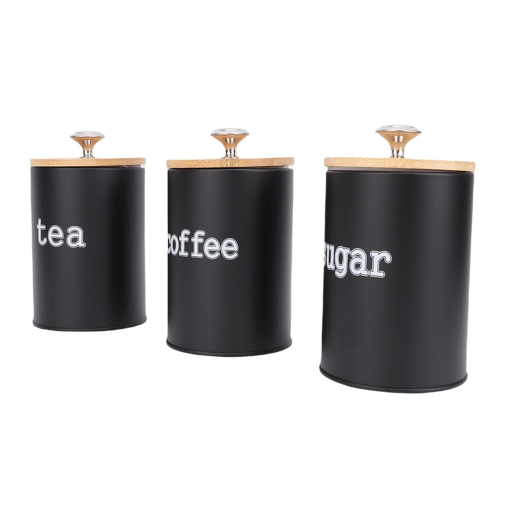 3pcs Storage Canister Multifunctional Airtight Iron Storage Jar with Lid for Tea Coffee Sugar