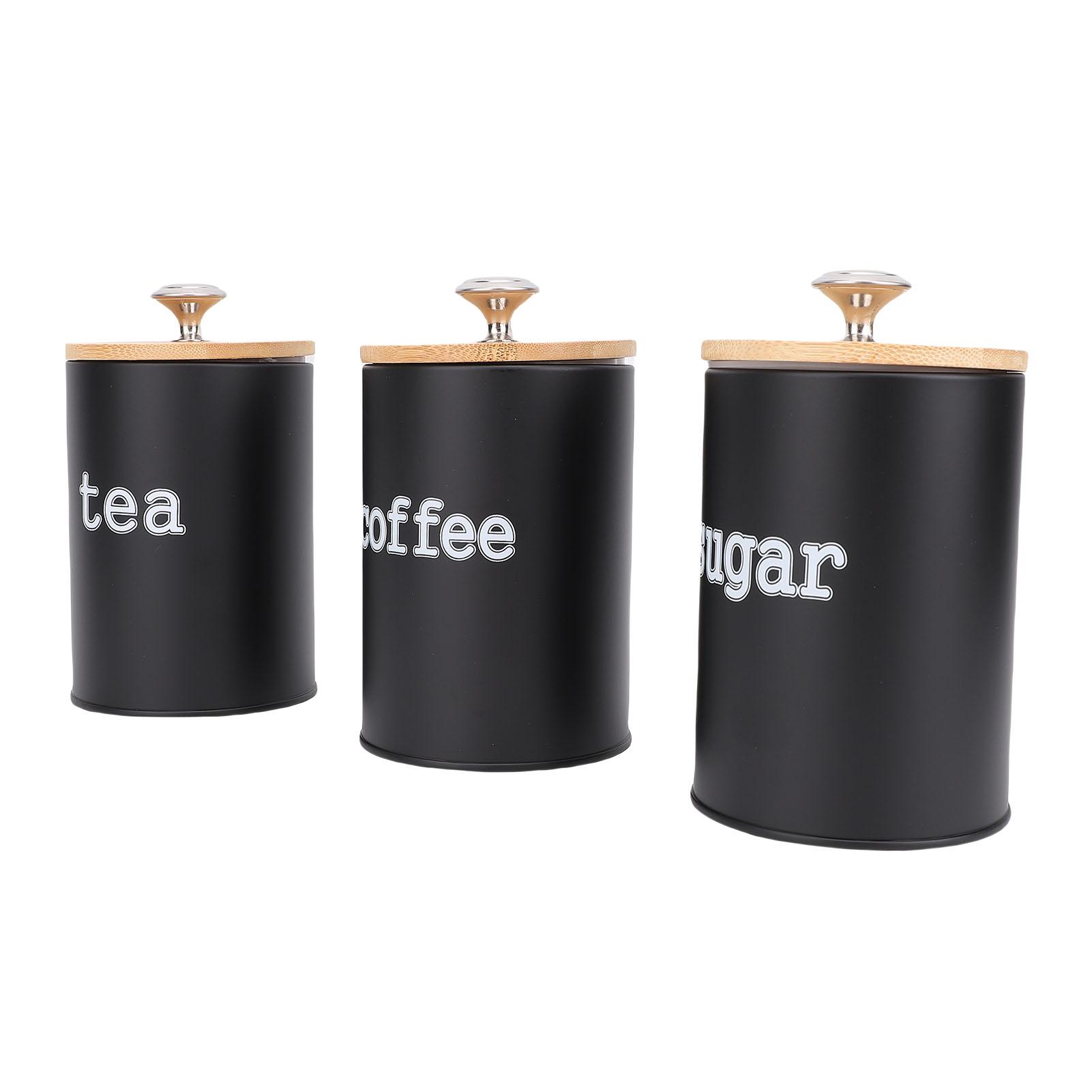 

3 шт. Банка для хранения Многофункциональная герметичная железная банка для хранения с крышкой для чая, кофе, сахара чёрный