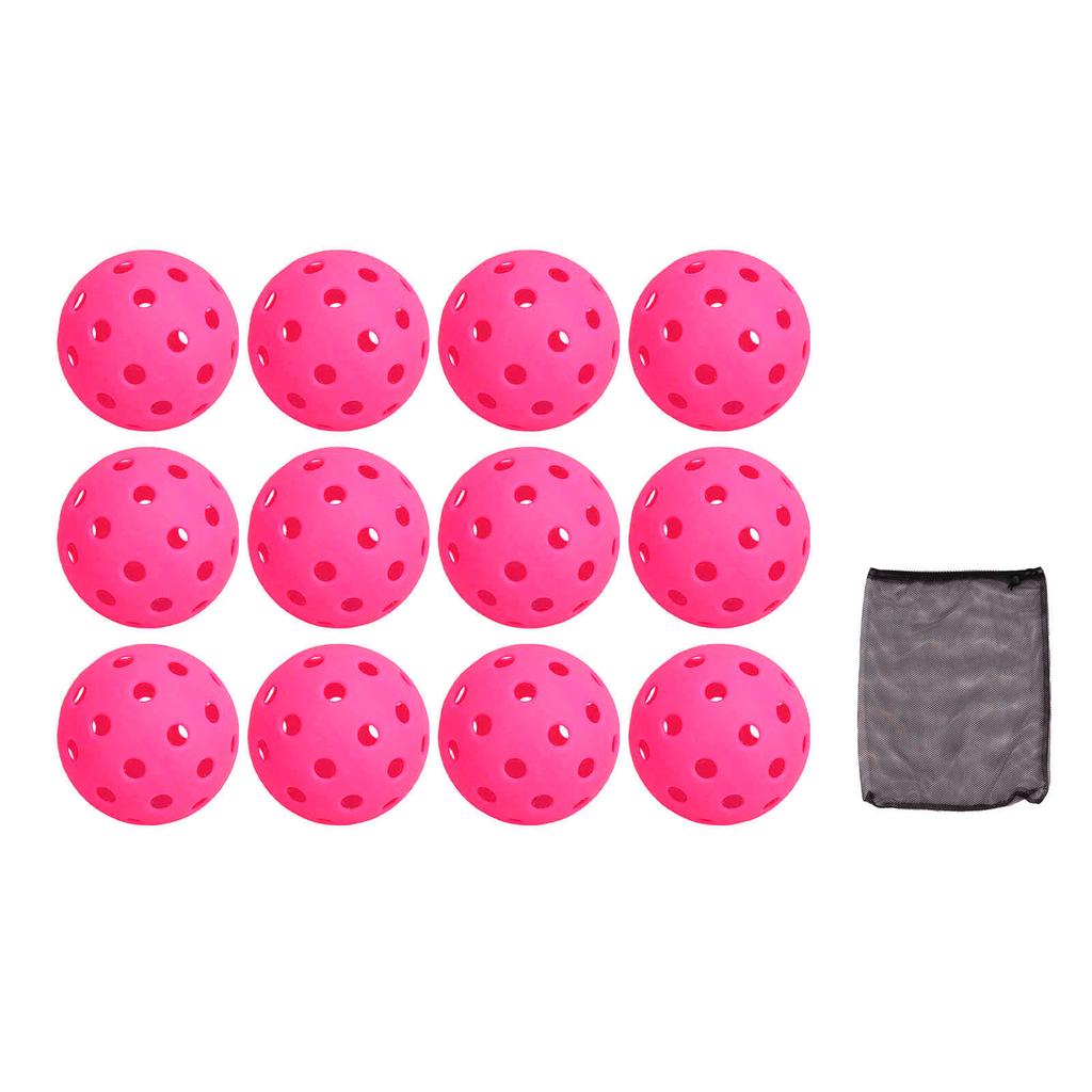 12PCS 74mm 40 Holes Pickleballs PE Plastic High Elasticity Pickleball Outdoor Hole Balls Pink