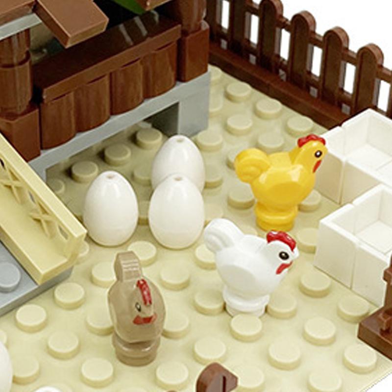 Ovly Farm Chicken Coop MOC Parts Set with Chick House Animals Dog House Nest DIY Building Block Kit Kids Gift with Manual