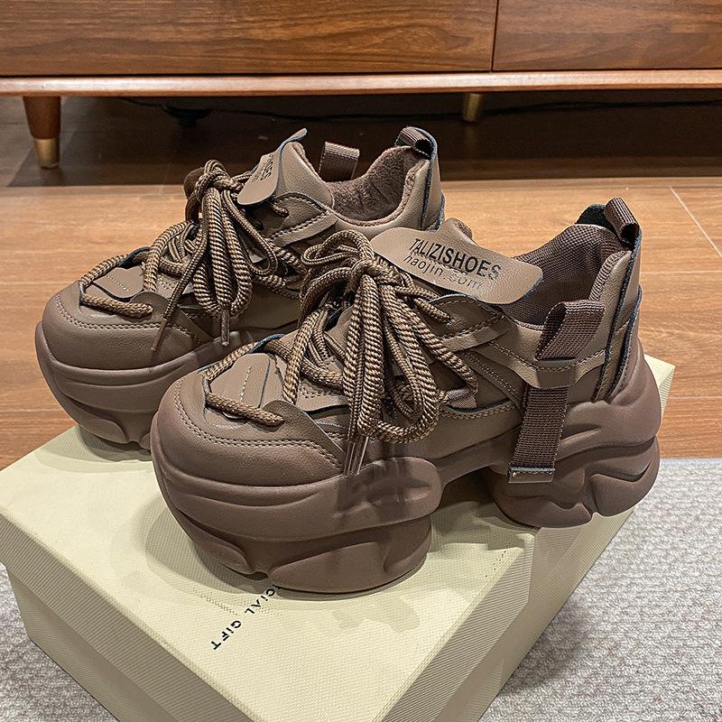 [Fanfuna] Muffin Popular Dad Shoes Women's 2025 Autumn Models Are Lightweight, Heightened and Small Platform Sneakers