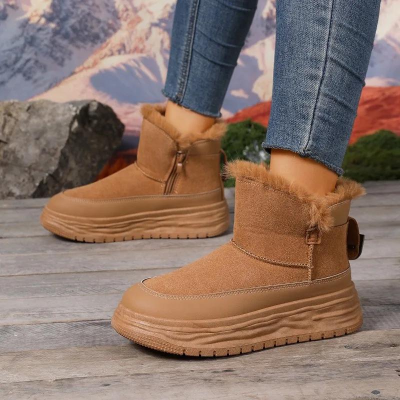 Winter 2025 New Platform Versatile Booties Fleece Thickened Cotton Shoes Snow Boots