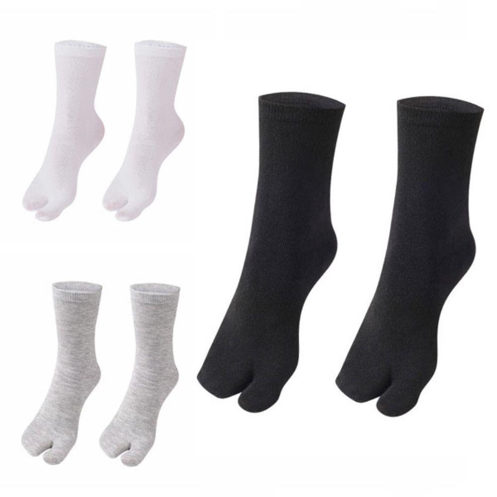 5Pairs Anti Slip Two Toed Cotton Socks Mid-calf Split Toe Sock Short Tube Socks Sports