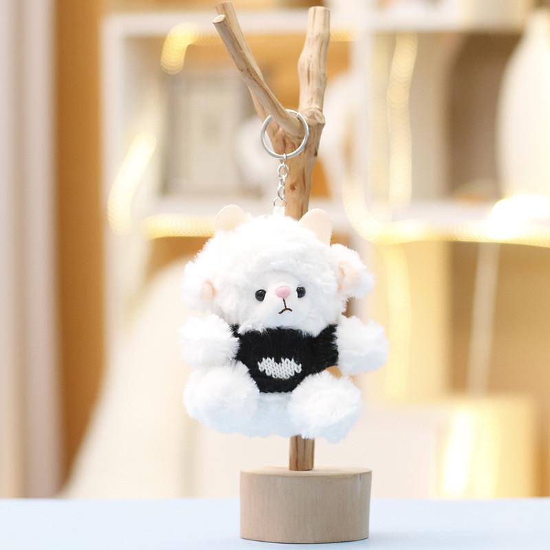 

Wear Sweater Sheep Plush Keychain With Soft Short Pile For Girls Bag Decor And Gift Black