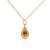 [Richight] Simple Orange-Red Garnet Pendant Sterling Silver Necklace for Women, Retro Style, Silver 925, Marquise Rose Cut Natural Stone, Small