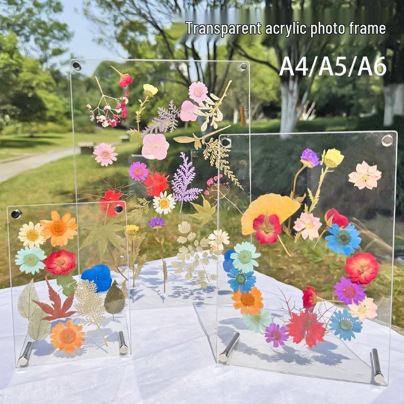 Creative Handmade DIY Dried Flower Embossed Specimen Display Acrylic Photo Frame - A4, A5, A6