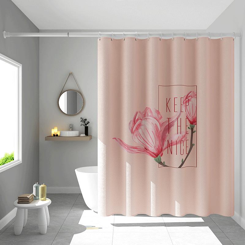 VIKAMA Minimalist Red Heart Print Shower Curtain Bathroom Wet/Dry Separation Curtain Ins Style Home Decor Shower Curtain 90X180C(3X5.9FT)