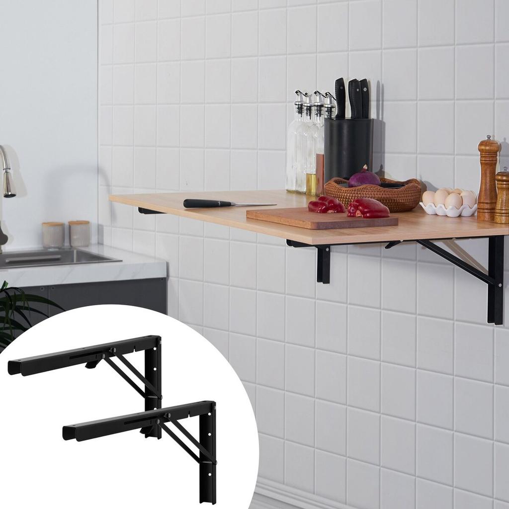 Shelf Bracket Foldable, 24” L 2 Pcs , Heavy Duty Floating Shelf Brackets, Brackets for Shelves, 5mm Thick Matte Black L Shelf Bracket,Steel Shelving
