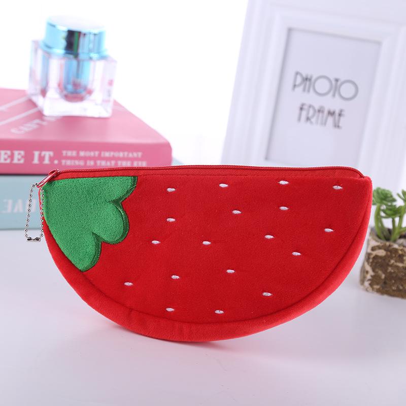 Cute Big Watermelon  Bag Fashion Watermelon Pen Bag Cute Plush Stationery Bag