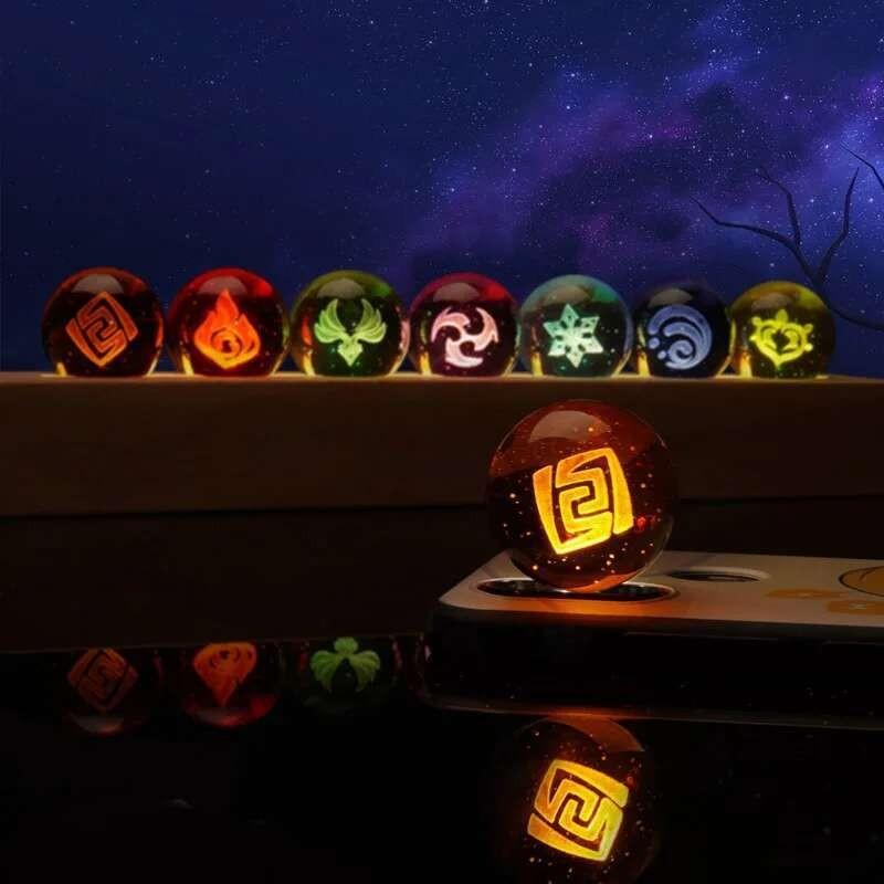 Genshin Elements Crystal Ball Night Light USB Lamp Birthday Gift Game Room Decor