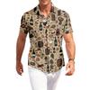 Camicia Casual da Uomo a Maniche Corte con Bottoni e Stampa Festival della Birra Tessuto Leggero Traspirante Vestibilità Rilassata Top Estivo