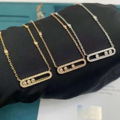 Mei Jia Drei-Diamanten Schiebeanhänger Halskette - Elegant, High-End Schlüsselbeinkette