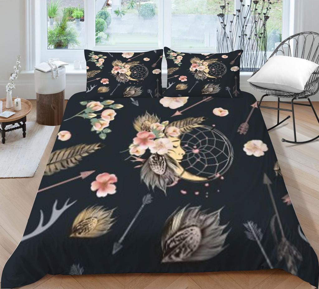 Povlak na přikrývku v bohémském stylu 3D domácí přehozy King Size Povlečení Měkký povlak na přikrývku Luxusní Sady povlaků na ložní prádlo