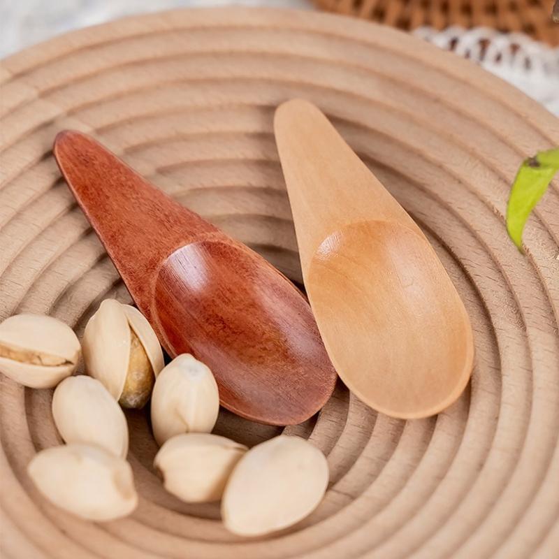 Mini Natural Wooden Cooking Tools Scoop Tea Honey Coffee Condiment Salt Sugar Spoon Household Kitchen Gadgets Spoons