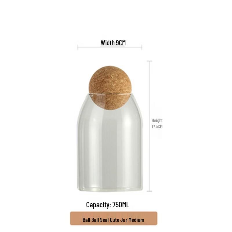 Shangqi High Borosilicate Glass Storage Jars with Cork Lids, Set of 3