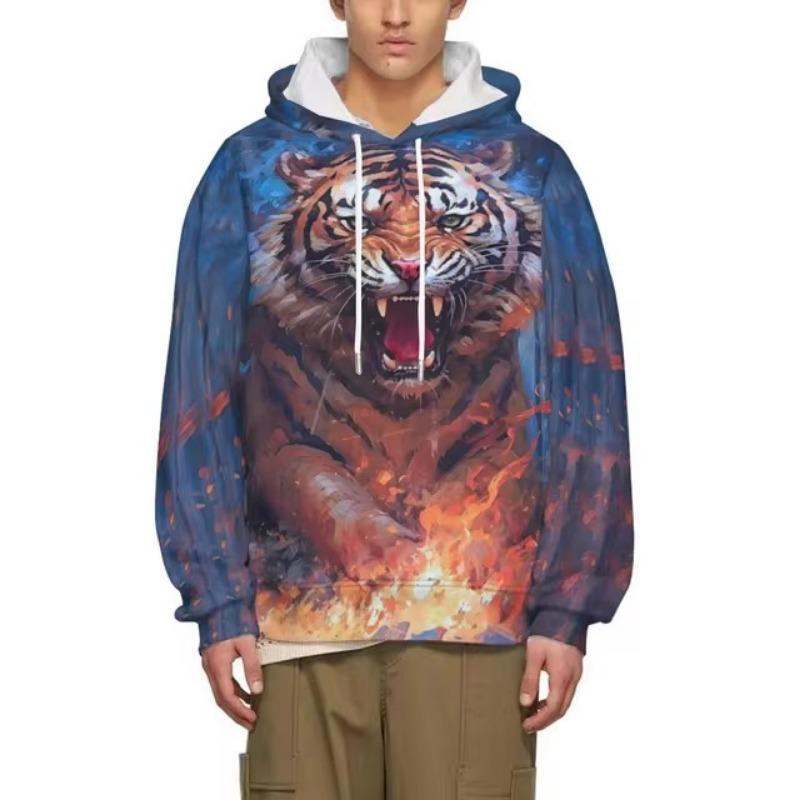 Hot Sale Tiger Print Hoodie Sweatshirts Men Women Fashion Casual Long Sleeve Pullover Print Harajuku Streetwear Hoodies
