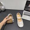Ballet style bow hollow woven one-word buckle shallow mouth single shoes women's spring and summer 2025 new x Mary Jane shoes