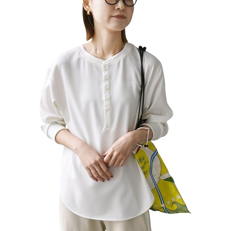 

[Ships Ladies] SHIPS for women blouse Before and after 2WAY georgette sleeve rib pullover 311121722 off white ONE SIZE