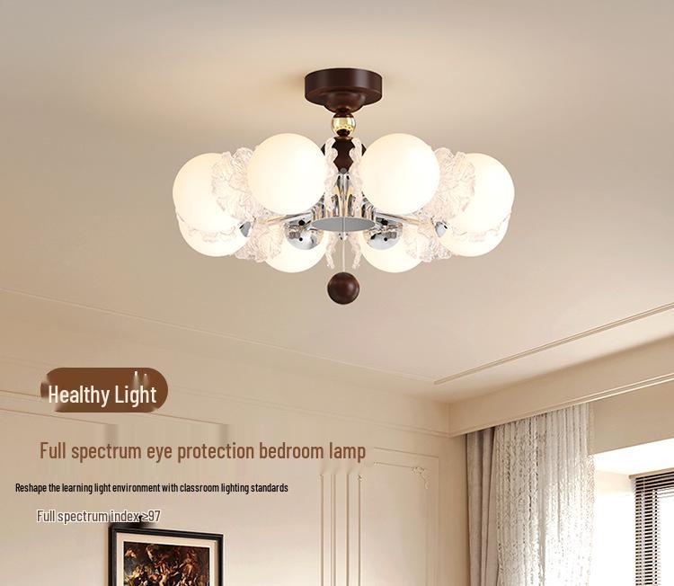 French Luxury Glass Chandelier - Modern Minimalist Lighting for Bedroom or Study