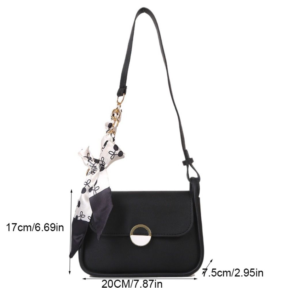 with Ribbon PU Leather Shoulder Bag Korean Style Chain Crossbody Bag Small Square Bag Autumn