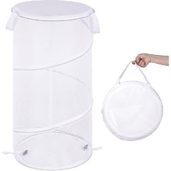 BATTOO Large Collapsible Laundry Basket with Lid Foldable Mesh Pop Up Hamper with Handles for Laundry Room, Bathroom, Kids Room, College Dorm,