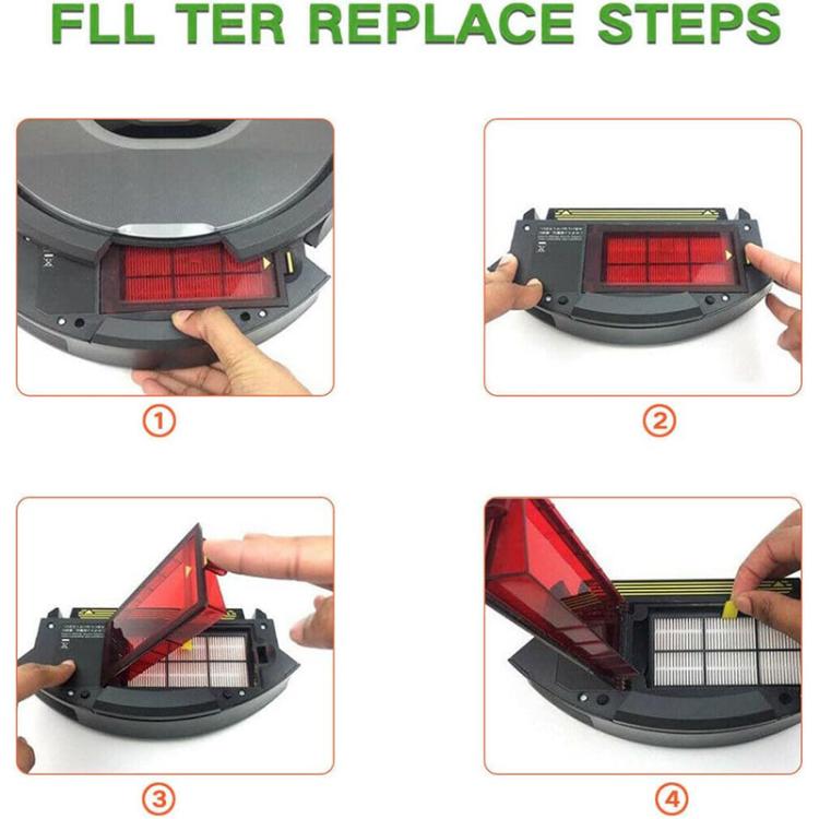 JUNSUNMAY 4pcs Sweeper Clean Filter with Brush for iRobot Roomba 800 / 900 Series