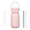 Borraccia Termica in Acciaio Inossidabile da 450/740ml con Manico, Cannuccia, Base in Silicone, Bicchieri da Bevuta Sottovuoto a Doppia Parete, Tazza Termica Sportiva