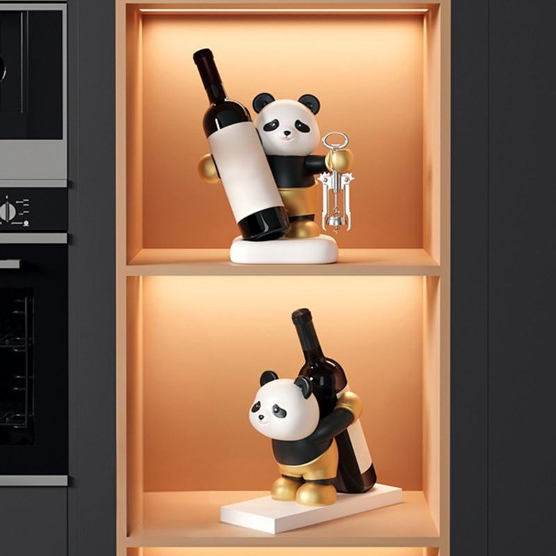 Resin Panda Wine Holders Panda Wine Rack For Stylishly Showcasing Wine Bottles In Kitchens Or Living Space Wine Display