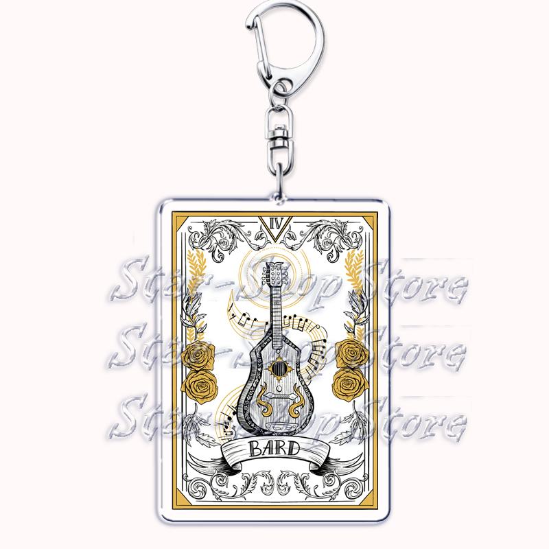 Popular Culture Halloween Tarot Card Keychains for Accessories Moon Luna Death Keyring Jewelry Fans Lovers Friends Reader Gifts