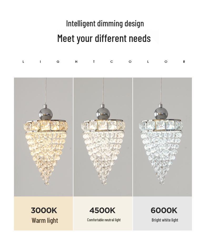 Elegant French Crystal Glass Pendant Lamp - Luxurious Bedside or Entrance Decoration