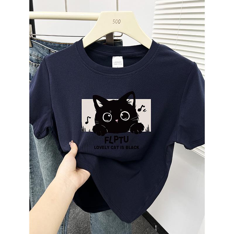 

Women s Burgundy Kitten Print Slimming Short-Sleeve T-Shirt - 2024 Summer Fashion 2XL