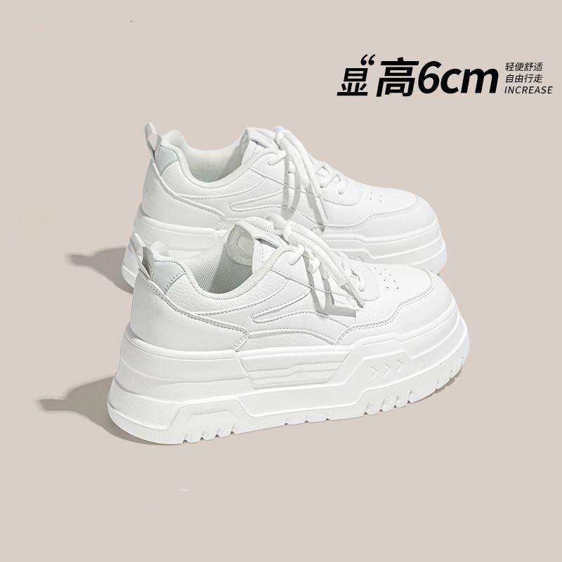 Platform white shoes women's 2025 spring and autumn new breathable fashion versatile panda sports and leisure board shoes white