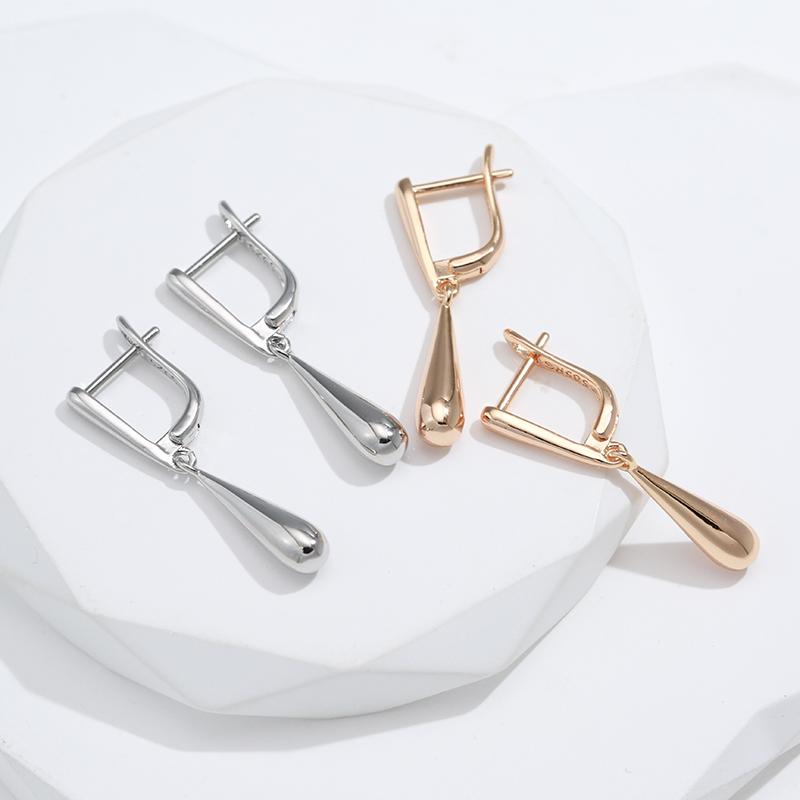 Fashion Glossy Dangle Earrings Rose Gold Simple Water Drop Long Earrings For Women High Quality Daily Fine Jewelry