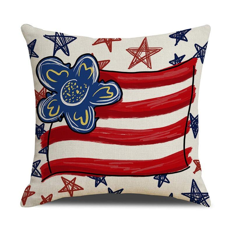 4Th Of July Printed Home Decor Pillow Cover Bedroom Living Room Sofa Decoration Polyester Cushion Cover With Zipper