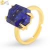Natural Stone Ring for Men Faceted Crystal Healing Tiger Eye Amethysts Luxury Gold Color Ring Jewelry Accessorise H544
