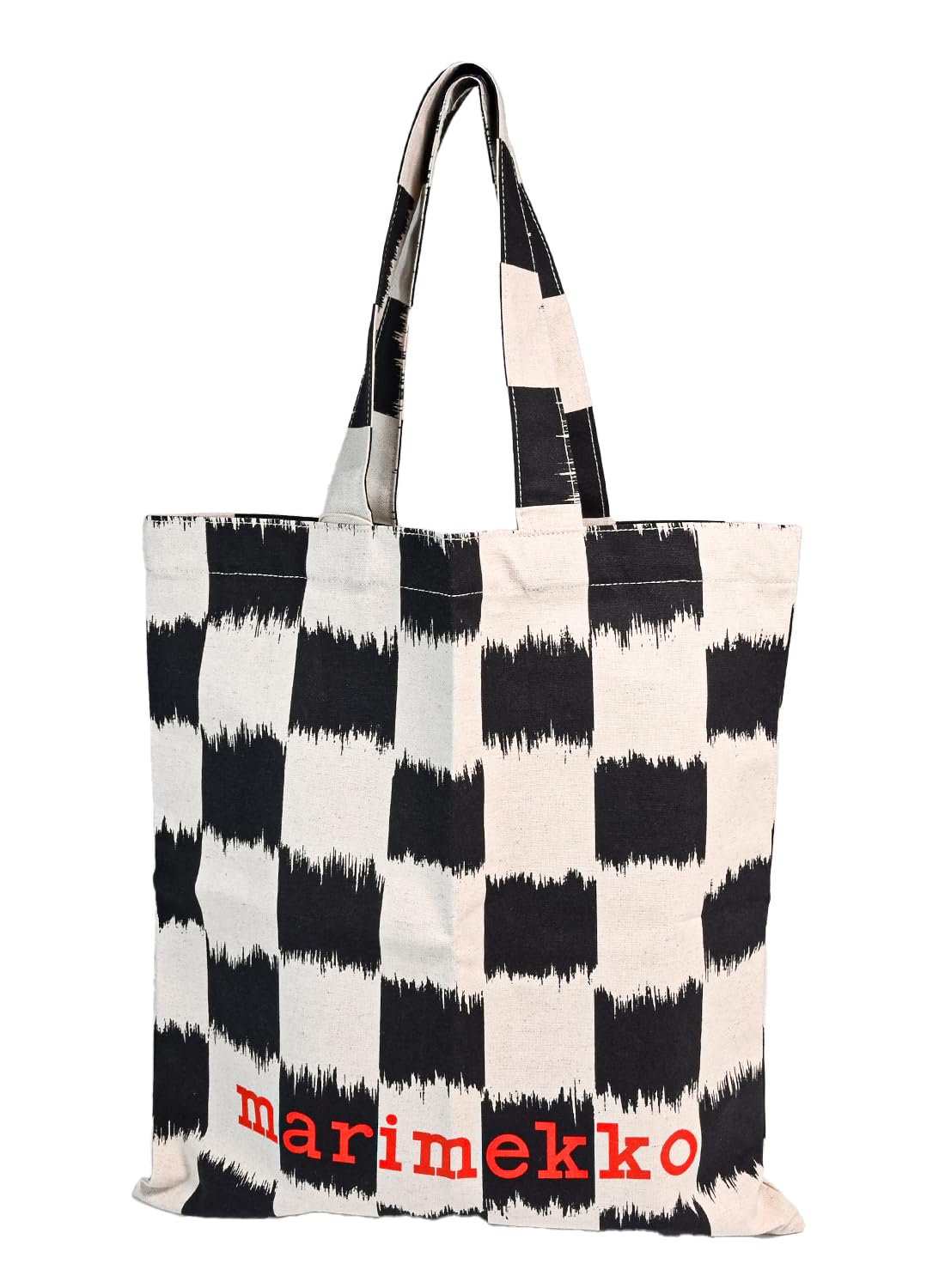 

Marimekko Vankka Checkered Fabric Tote Bag, Women s, Black and White, 93982 093982 930, Nordic Design [Parallel Import]